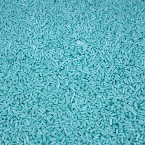 Streuselheld Jimmies Türkis Glimmer 80g Zuckerstreusel | Türkis Sprinkles als edles Topping für Torten, essbare Deko-Streusel für Muffins, Cupcakes und Geburtstagskuchen