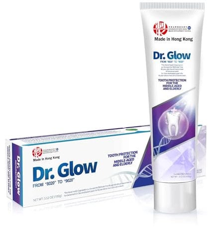 Dr. Glow Zahncreme für Zahnfleischreparatur bei Senioren, Gingivitis Zahnpasta, Parodontitis Behandlung, Zahnpasta gegen Zahnfleischrückgang, Mundgeruch Bekämpfen und Fixierung lockerer Zähne, 100g