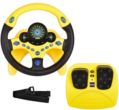 RedCrab Volant Jouet Enfant avec Frein et Pédale D'accélérateur, Simulateur de Conduite Voiture 360°de Rotation pour Enfants avec Lumière, Fonction Sonore et Musicale, Jouet Éducatif Cadeau (Noir)