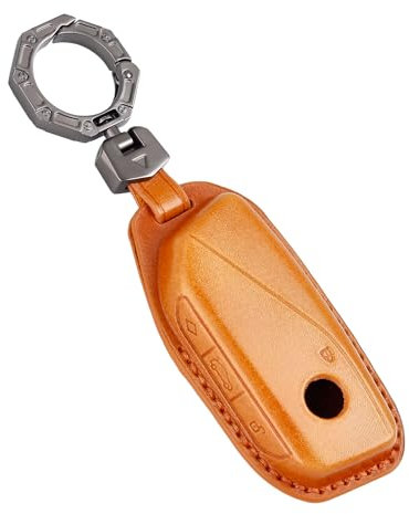 OFF WE GO Schlüsselhülle Cover Leder Autoschlüssel Hülle für BMW X1 X4M X5 X6 X7 2er 3er 5er 7er iX/i4/i7 XM series Schlüsselcover Schlüssel Hülle Schutz Gehäuse mit Schlüsselanhänger, Braun