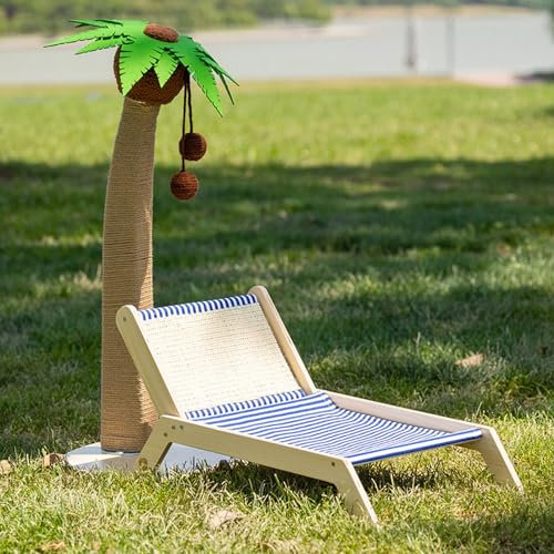 BWCKMTSC Poste rascador para Gatos con Cama, Poste rascador Alto para Gatos de Palmera para Gatos de Interior, con sillón 2 en 1 Divertido rascador Alto de Cuerda de sisal con Bola para Gatos/Gatitos