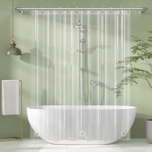 WHENZOO Clear Shower Curtain Liners, 180x180CM Waterproof Bathroom Shower Curtains PEVA Plastic Shower Liner for Bathroom Bathtub Shower Curtain Mould Proof