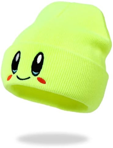 WLStore Bonnet Kawaii brodé Vert Pomme Fluo– Style Adorable en Rose Pastel et Vert Pomme Fluo pour Un Hiver Tout en Douceur