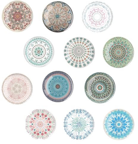 12 Stück Magnete Kühlschran Buntes Muster Kühlschrank Kinder Glascabochons Glasmagnete Schöne Magnete Geeignet zum Dekorieren von Kühlschränken,Whiteboards,Küchen,Büros(A)