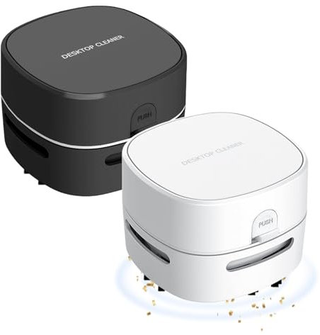 Lot de 2 mini aspirateurs de table à piles - Mini aspirateur de table - Petit aspirateur à main - Aspirateur de bureau portable - Mini aspirateur pour clavier de bureau