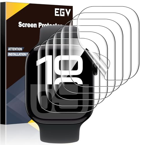 EGV 6 Stück Schutzfolie für Apple Watch Series 11/10 46mm, 3D Vollabdeckung, kratzfest, blasenfrei, HD Displayschutzfolie für Apple Watch 46mm