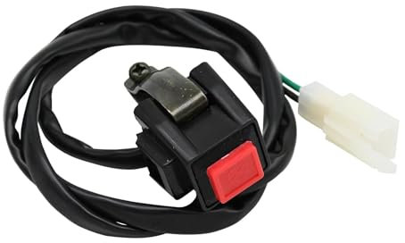 NUOSDEX Motorradschalter 22mm Motorrad ATVs Start Control Griff Schalter Hupe Kill Stop Schalter Taste Motor Stoppen Starten Beenden Momentary Push Button Schalter(Red)