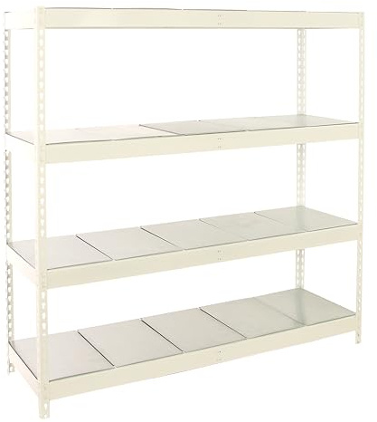 PROREGAL Schwerlastregal Metal Beast Four | HxBxT 200x210x90cm | Fachlast 500kg | Weiß Standregal Werkstattregal Lagerregal Kellerregal