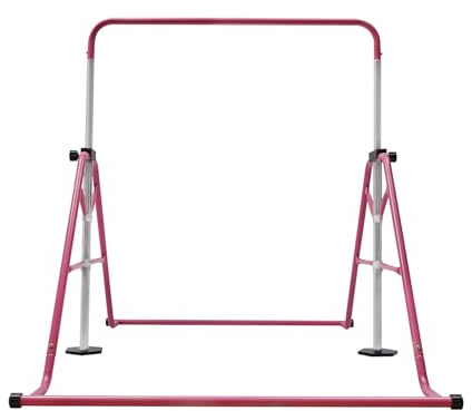 LOIRIIC Gymnastikstange,107 * 148cm Turnreck Gymnastik, 115-155cm Höhenverstellbarer Bereich,horizontale Stangen, Faltbare Gymnastikstange, für Zuhause für Jungen und Mädchen,Max.80kg Belastbarkeit