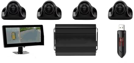 Auto Rückfahrkamera 360° Rundumsicht Surround-Kamera Autosystem Panorama Vogelperspektive Nahtloser 3D 1080P-Recorder Bus LKW Wohnmobil Rückkamera(Style B)