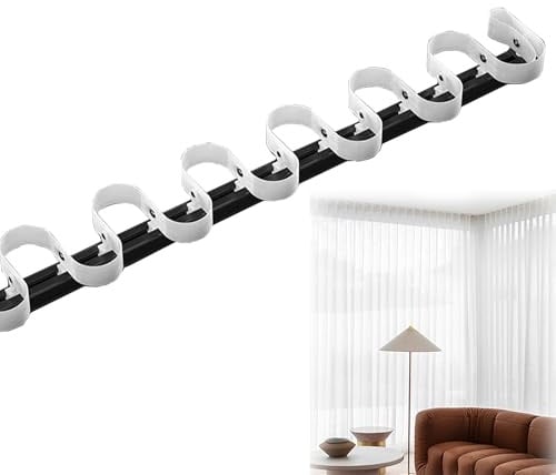 S Wave Geriffeltes Vorhangschienensystem, 600 cm, schwarz, Aluminium, Deckenmontage, Schnappschiene mit Klebeband, ideal für Traverse-Vorhänge, reibungslose Bedienung, Heimdekor-Lösung