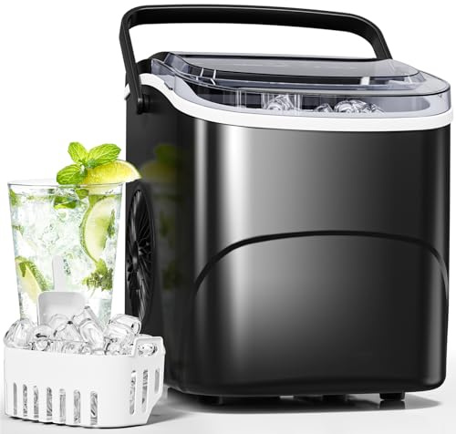 Antarctic Star Pro-Grade Eiswürfelbereiter, 9 Würfel in 6 Minuten, 11,8 kg/Tag, selbstreinigend, 2 Größen, ultra-leise für Hausbar, Küche, Büro & Unterhaltung
