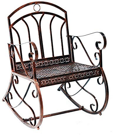 Outsunny Metal Single Chair 1 Seater Garden Outdoor Rocking Chair Bronze