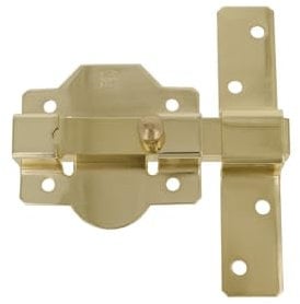 Amig - Verriegelung Sicherheit Mod. 1p-105 | Vergoldeter Überschlagstift für Türen | Stahl, rostfrei | Ideal für Schlafzimmer & Büro | Türöffner 30V geeignet, Gold, 105 x 165 mm, Legierter Stahl