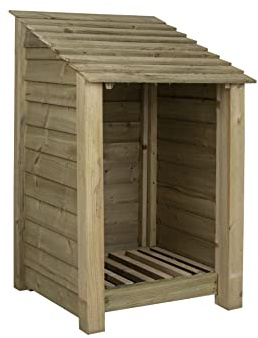 Arbor Garden Solutions wooden log store 4ft, firewood storage (W-79cm, H-126cm, D-88cm), natural finish (Without kindling shelf)