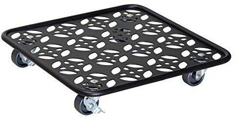 Wagner Pflanzenroller Black Edition 30 x 30 x 5,5 cm I Pflanzenroller für Innenbereich + Außenbereich I Blumenroller aus Stahl, schwarz beschichtet I 2 Feststeller I Tragkraft 60 kg - 20093701