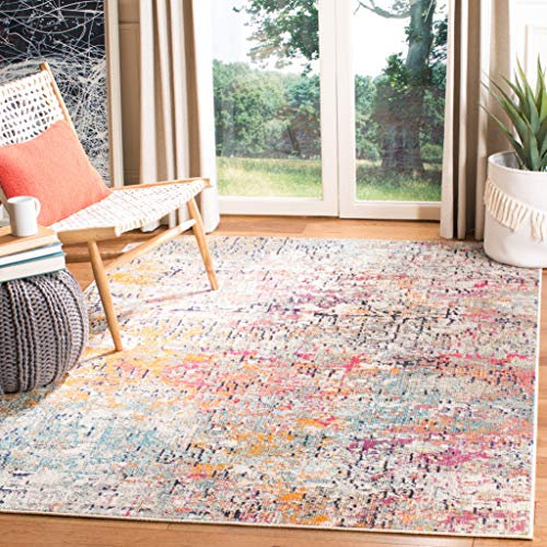 Safavieh Manjor Tapis tissé en polypropylène Gris/Rose 120 x 180 cm