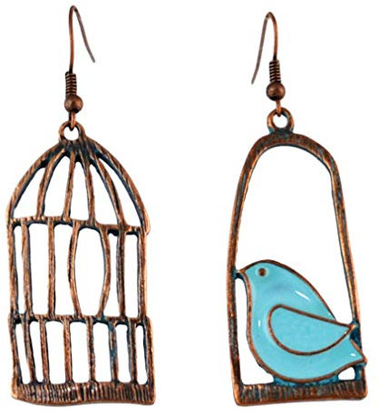 YAZILIND Frauen Böhmischen Baumeln Ohrringe Vintage Vogel Vogelkäfig Angelhaken Ohrringe Erklärung Retro Ethnische Bronze Ohrschmuck