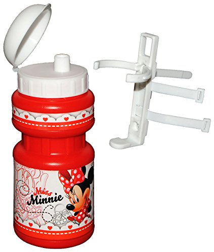 alles-meine.de GmbH Fahrradtrinkflasche - Minnie Mouse - mit Halterung - Halter für Kinder Fahrradflasche - Fahrrad Trinkflasche - Mädchen Maus Mäuse - Playhouse - Flaschenhalter..