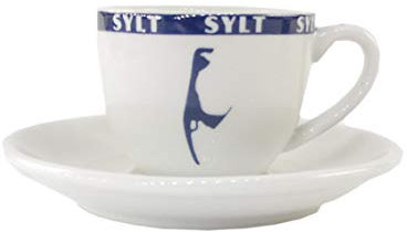 osters muschel-sammler-shop Expresso Tasse ┼ Kaffeebecher ┼ Teebecher ┼ blau-Weiss ┼ Syltmotiv ┼ Motiv Sylt ┼ Sylter Becher ┼ Strandtasse-Becher, All Over (Expresso Tasse mit Untertasse)