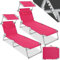 TecTake® Set 2X Lettino Pieghevole, Lettini Prendisole Pieghevoli Sdraio con Parasole, Schienale Regolabile 4 Posizioni, Rivestimento Resistente, Giardino Spiaggia Lettini Prendisole Mare - Rosa