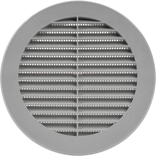Vent Systems 150 mm / 6 Inch Round Soffit Vent Cover - Gray Plastic Louvered Grill Cover - Vent Grille with Mesh Screen - HVAC System Ducting, Pipe Air Supply Ventilation Vents for Bathroom, Kitchen