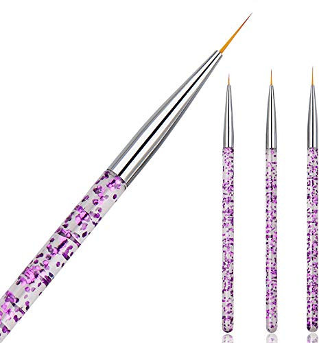 Hanyousheng Pinceaux en Détail à Ongles,Lot de 3 Pinceaux Pour Nail Art,Pinceaux en Détail à Ongles Trousse,Pinceaux Pour Acrylique Huile Aquarelle Nail Art Pinceau de Ensemble(Couleur Aléatoire)