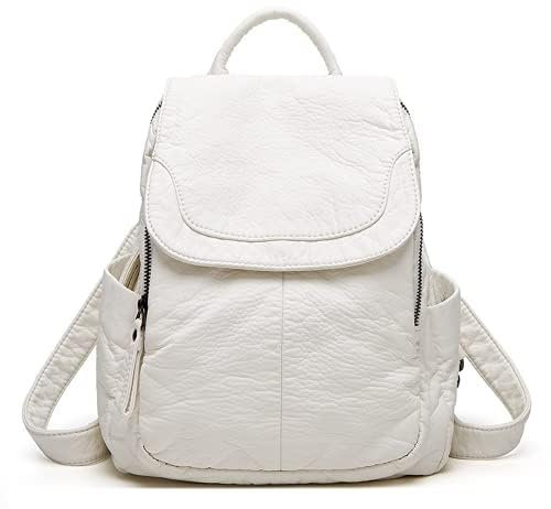 Zaino Piccolo Carino In Morbida Pelle PU - Borsa Da Scuola Per Ragazze, A Libro, A Tracolla, Fashion Daypack Chic (Bianco)