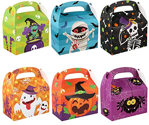 Cabilock 24Pcs Halloween Geschenkboxen Süßes oder Saures Schachteln Halloween Party Favor Geschenkboxen Geschenktüten Süßigkeiten Tüten Candy Bags Party-Geschenkschachteln Halloweendeko