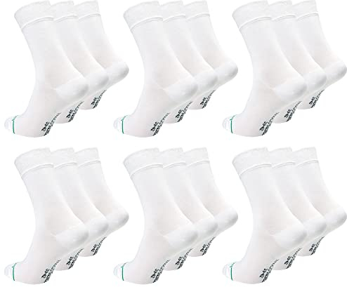 Paolo Renzo Unisex Bambus Business Socken 18 Paar Bambussocken für Damen und Herren Geruchshemmend Größe 43/46 Weiß