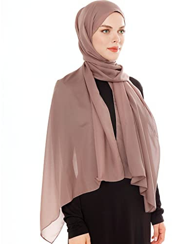 Ayisah Kopftuch Damen Hijab - Chiffon Hijab Kopftuch Für Damen - Moderne Muslimisch Chiffon Hidzab Tuch Schal Kopftucher - Braun - Dunkles Taupe