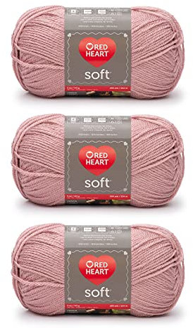Red Heart Soft Rose Blush Garn, 3er-Pack, 141 g pro Stück, Acryl, mittlere Stärke (Worsted), 250 Meter – zum Stricken und Häkeln