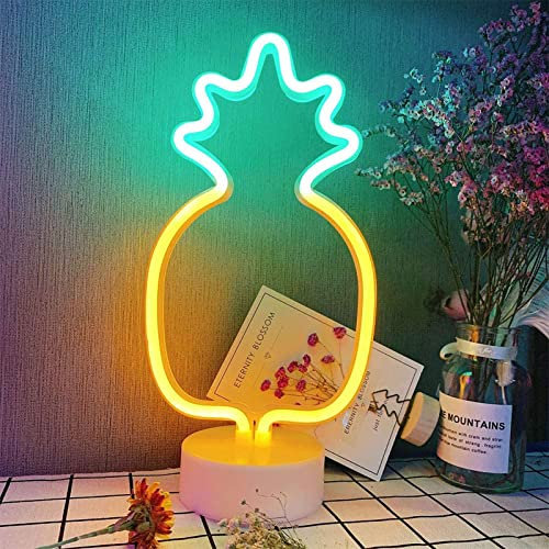 XRR Neon Schilder, Ananas Neon Zeichen Lichter Neonlicht mit Basis Batterie/USB Powered, Neon Nachtlicht Led Neon Sign für Weihnachten Kinderzimmer Wohnzimmer Hochzeit Dekor