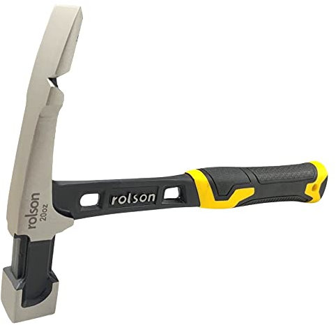 Rolson 10435 Martillo de ladrillo forjado sólido, negro, metálico, amarillo, 20 oz (560 g)