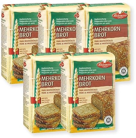 BIELMEIER KÜCHENMEISTER Brotbackmischung Mehrkornbrot 5 x 1000 g I Brotbackmischungen für Brotbackautomat & Ofen I Brot mit Backmischung ganz einfach