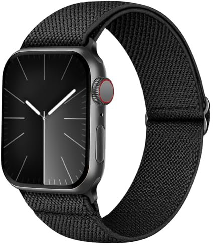 Recoppa Nylon Armband Kompatibel mit Apple Watch 42mm 44mm 45mm 46mm für Damen Herren, Solo Loop Stoff Elastisches Band für iWatch 10 9 SE 8 7 6 5 4 3 2 1