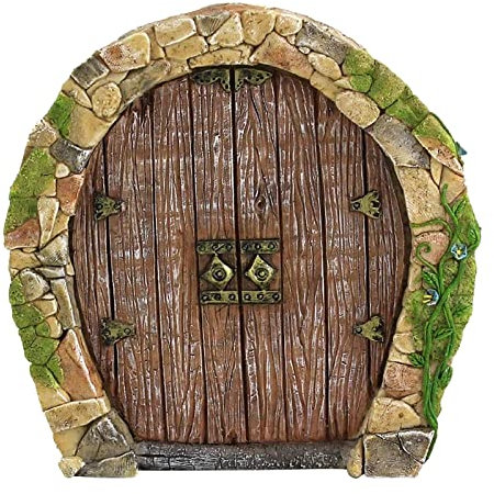 Feentür Wichteltür, Hölzerne Feen Türen für Garten Elfen Tür Miniatur Yard Ornamente für Garten Yard Bäume Stil F