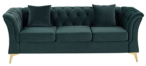 TOPCHANCES 3-Sitzer Sofa, Super groß Glamour Design, Couchgarnitur, Sofagarnitur,Polstersofa - Wohnzimmer, Beige, 215 * 78 * 76 cm (Grün)