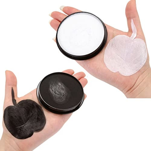KARLOR Color Facial 30g Aqua Make-Up Professional Pintura de carrocería Sminke, base de agua de la base de agua Prochlation para niños adultos Cosplay de carnaval Halloween (blanco y negro)