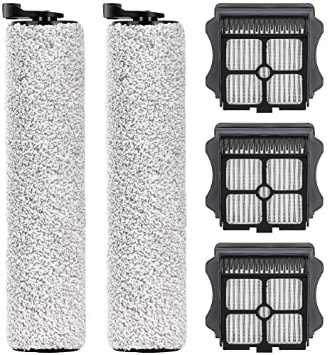 Rulli di ricambio per spazzola e filtri HEPA compatibili con aspirapolvere Tineco Floor One S3/iFloor 3 senza fili, kit di accessori di ricambio, 2 rulli per spazzole, 3 filtri HEPA