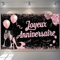 Yontree Banderole Joyeux Anniversaire Bannière Joyeux Anniversaire Rose 1.1 x 1.8m Toile de Fond Joyeux Anniversaire Banderole Joyeux Anniversaire pour Fête d'Anniversaire