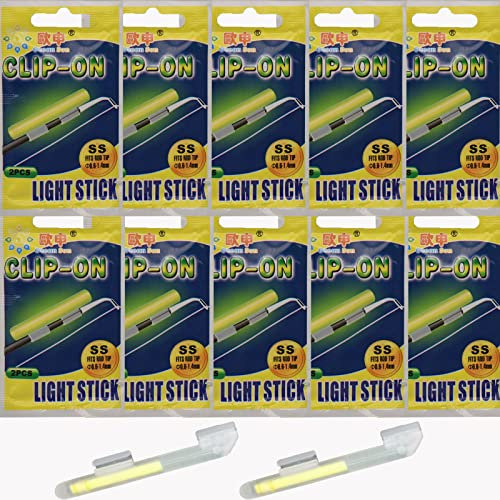 linguang 20 Stück Angel-Leuchtstäbe für Rutenspitzen, Angelruten-Leuchtstäbe, Leuchtspitzen für Angelruten, Großpackung 0,6–1,4 mm