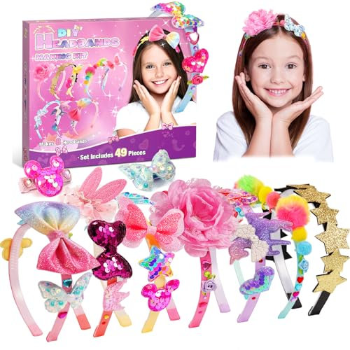 HappyKidsClub Bastelset Kinder ab 6-12 Jahre, Haarreifen Mädchen Weihnachts Geschenk Mädchen 5-11 Jahre Basteln Mädchen Spielzeug ab 4-12 Jahre Mädchen Mitgebsel Kindergeburtstag