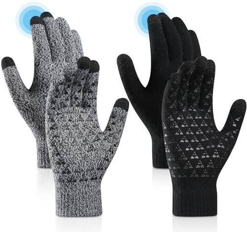 ytorgr Winter Thermohandschuhe für Damen Herren, Fahrradhandschuhe rutschfest gestrickt warm Touchscreen, Winterhandschuhe Outdoor-Aktivitäten