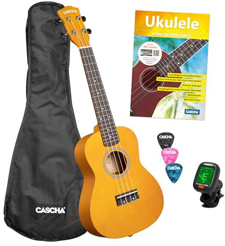 Concert Ukulele Linden Yellow Set (incl. Bag, 3 Picks, Book, Tuner)