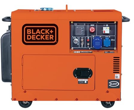 BLACK+DECKER - Generador eléctrico diésel monofásico e insonorizado, con potencia máxima 5300W - para emergencias apoyo solar o caída de red.BXGND5300E