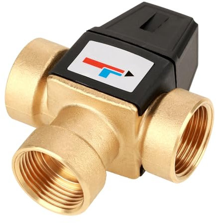 LCCEERD Thermostatisches Mischventil, G 1 Zoll (1 Zoll), 3-Wege-Thermostatmischer, 35-60 ℃ Thermostatmischer für Sanitärwarmwasseranlage (Innengewinde)