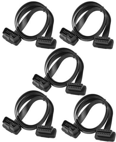 BRIEFCEC OBD2 Verlängerungskabel, 95cm Full 16Pin OBD2 Stecker auf Buchse Verlängerungskabel Flachbandkabel mit abgewinkelten Steckern, Auto OBD II Diagnoseadapter(5 Stück)