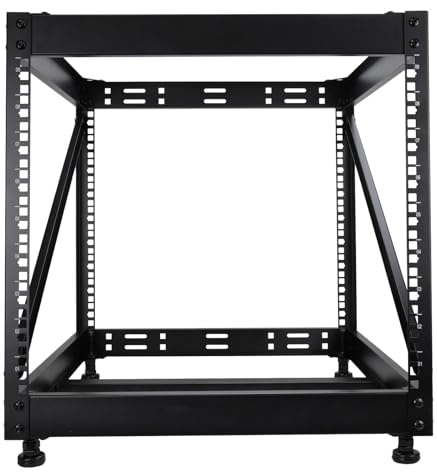 kenable 19 Zoll Open Rack Serverschrank 9HE Netzwerkschrank offen Desktop Wandmontage 510mm Tiefe schwarz