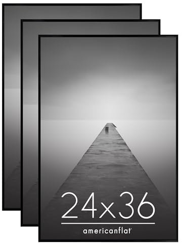 Americanflat Lot 3 Cadres Photo Noir - Cadre 60x80 cm avec Encadrement Fin - Vitre Plexiglas - Matériel de Suspension Intégré pour Mur - Suspension Horizontale ou Verticale